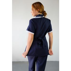 Jaleco Feminino Azul Marinho com Renda Inglesa