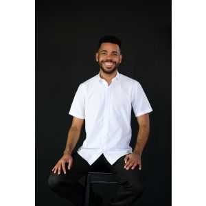 Camisa Social Masculina Manga Curta Branca