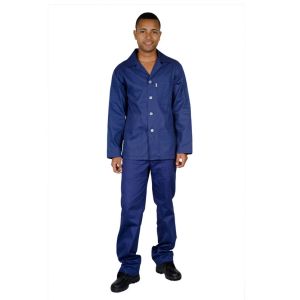 Uniforme Profissional Masculino em Brim Manga Longa com Botao Azul Marinho