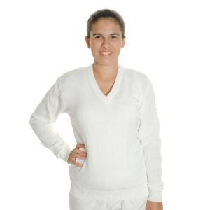 Blusa de Lã Branca Decote V