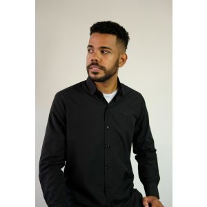 Camisa Social Masculina Manga Longa Preta