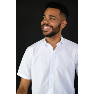 Camisa Social Masculina Manga Curta Branca